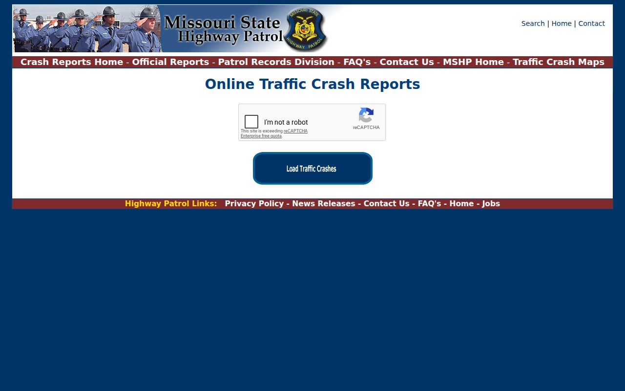 Official crash report interface related to Clark County arrest records