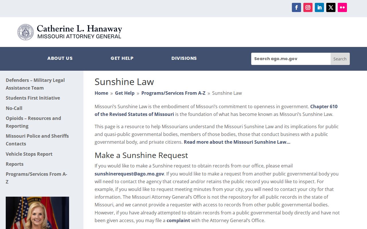 Missouri Sunshine Law access guide for Clark County criminal records