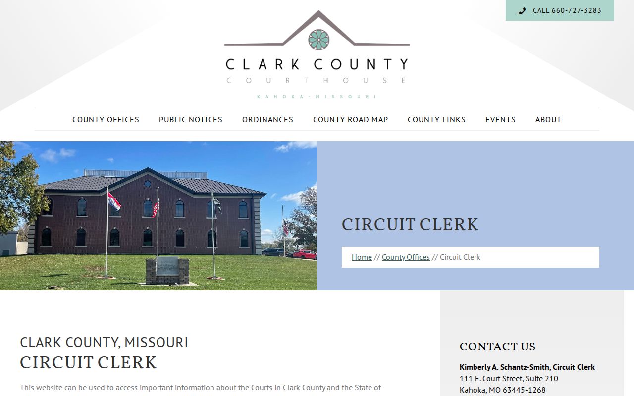Clark County court case lookup contact page for the Circuit Clerk