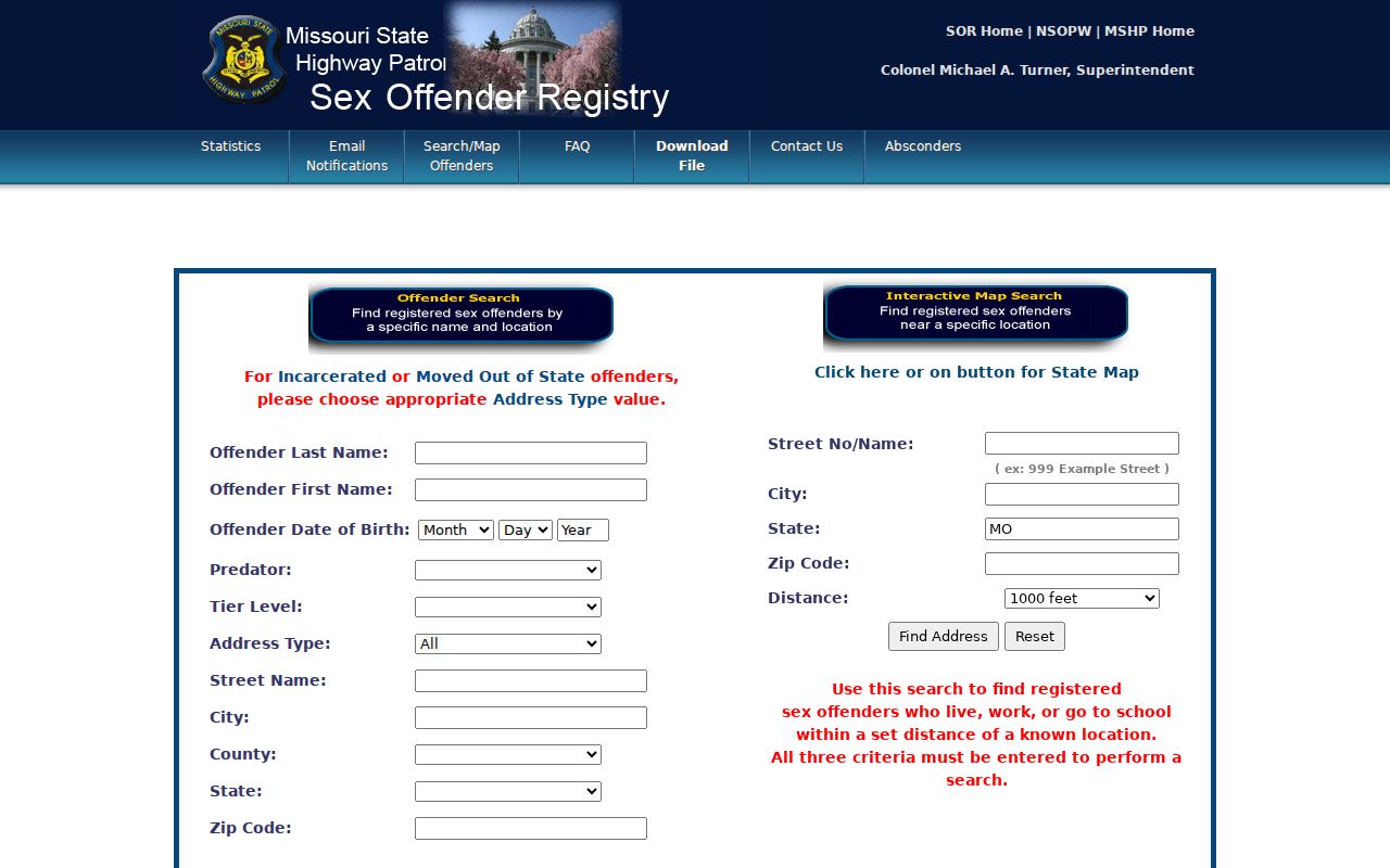Missouri registry search used for a Clark County sex offender lookup